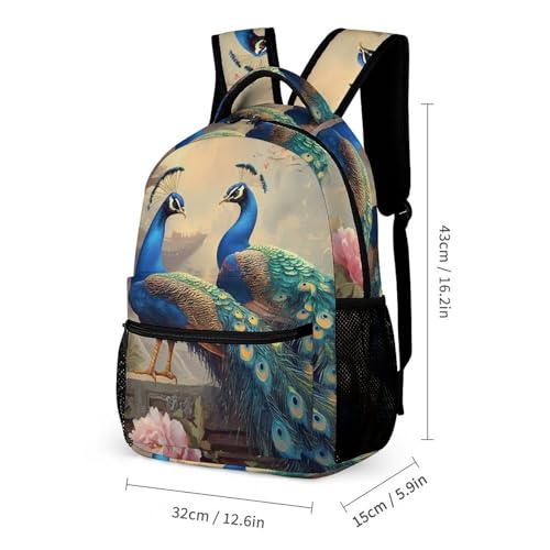 Peacocks Palace Travel Backpack Casual Daypack Shoulder Bag with Adjustable Shoulder Straps2