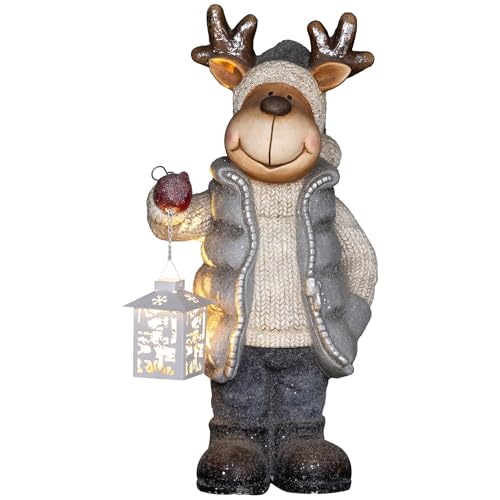 HOMCOM Weihnachtsdeko Figur, Rentier mit Laterne, 52 cm...
