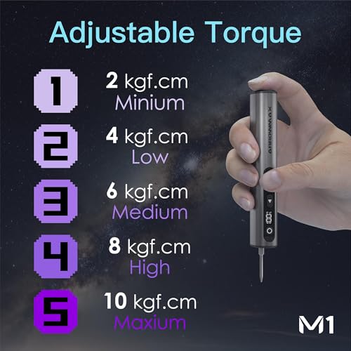 AM ARROWMAX 7.4V Mini Electric Screwdriver & Removable Angle Screw, Precision Electric Screwdriver Set, 60 in 1 Magnetic Bit, 5 Torque Setting, 5/32''Hex, Repair Tools For Phone Camera Watch (M1 PLUS)