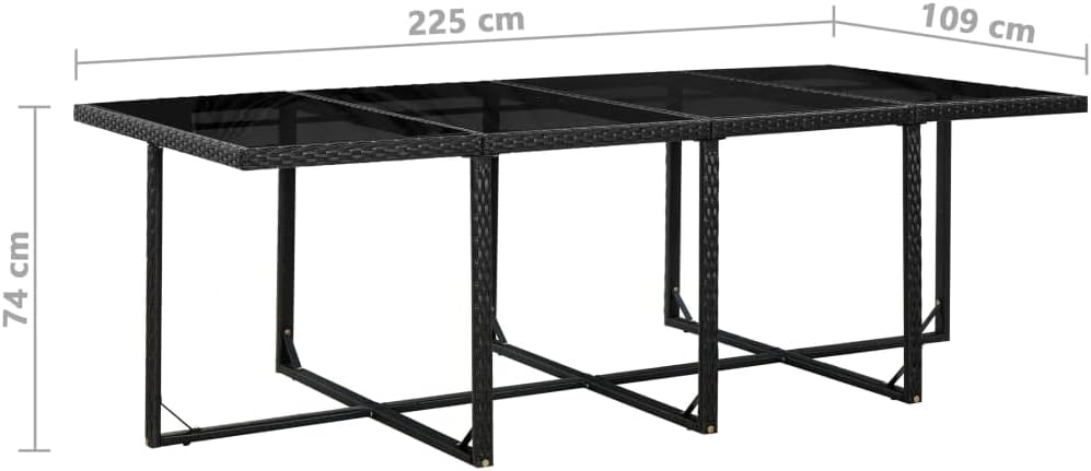 13 Piece Patio Dining Set with Cushions,Outdoor Furniture,Afternoon Tea Suit,Conversation Furniture,Perfect for Decorating Your Yard, Balcony, Patio and Home. Poly Rattan Black