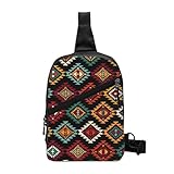 Navajo - Mochila cruzada con diseño de nativos americanos para hombre, bolsa de hombro para viajes, senderismo, mochila de hombro