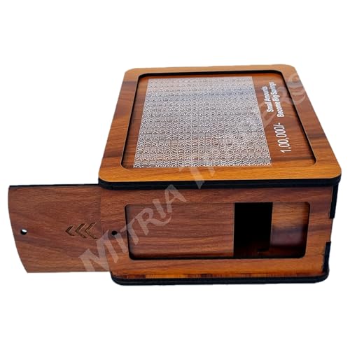 Image of Money Bank - Piggy Bank Wooden 8 x 6 x 3.5 inch for Kids and Adults Cute Money Bank for Kids. with Lock and Keys (Brown)