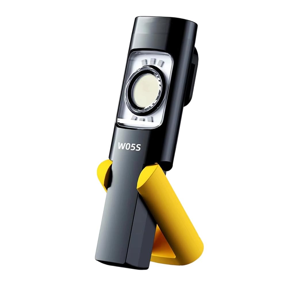 UDSKNV[KSL LED Work Light with Magnetic Base, Rechargeable Portable Flashlight Featuring Clip, Hook and 180° Rotation Stand