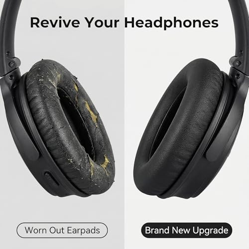 Reposición de almohadillas QC Ultra 1 2 para auriculares Bose QuietComfort Ultra – Almohadillas de repuesto de cuero proteico suave y espuma de memoria, aislamiento de ruido mejorado, instalación fácil (Negro) miniatura 6