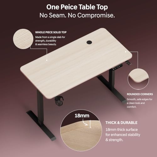 Image of Dr Luxur Stallion Electric Standing Desk | Height Adjustable | 70kg Load | 3 Memory Presets | Zero Wobble | Child Lock | Low Noise Motor | 4 Year Warranty | Metallic Frame (Arctic Oak, 1000 * 600 mm)