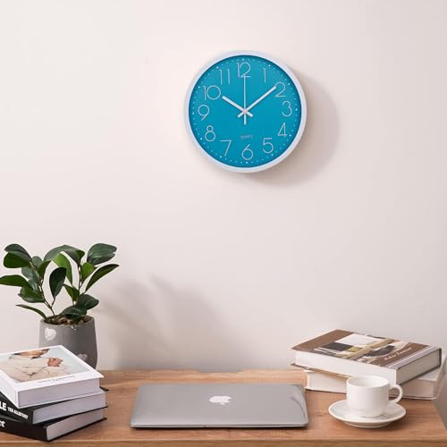 Image of Kuber Industries Wall Clock | Fancy Watch Wall Clocks | Office Wall Clock | Clock for Living Room | Clock for Bedroom | Clock for Hall | Machinery-Quartz | 12 Inch | 2019-Sky Blue