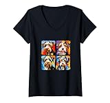 Photo Gallery donna biewer terrier pop art colorato disegno pittura maglietta con collo a v Photo Gallery donna biewer terrier pop art colorato disegno pittura maglietta con collo a v