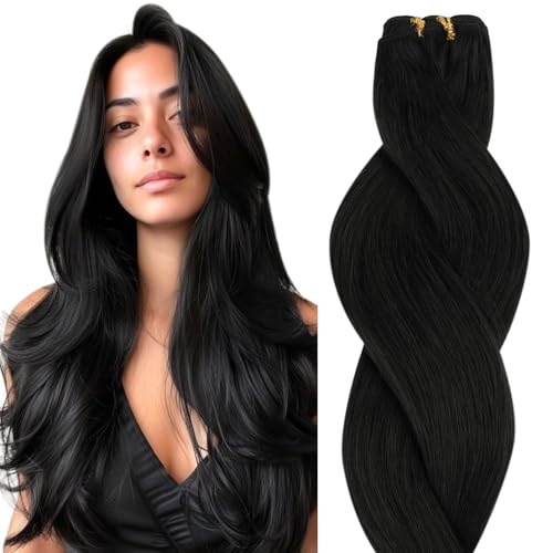HOTBANANA Sew in Hair Extensions,Real Human Hair 24inch 120g Weft