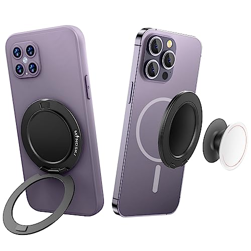 Image of MINDSKY Dual-Sided Magnetic Phone Ring Holder Cell Phone Grip Stand Compatible with Magsafe Cases iPhone 12 13 14 15 Series (Dual Magnet)