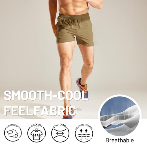 Image of MIER Men's Workout Running Shorts Lightweight Active 5 Inches Shorts with Pockets, Quick Dry, Breathable