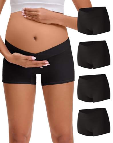 INNERSY Umstandsunterhosen Schwarz Schwangerschaftsunterhose Wochenbett Unterwäsche 4er Pack (L 4 Schwarz)