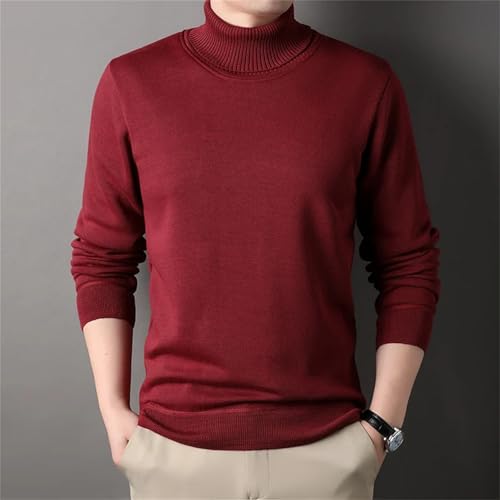 Men's Winter Turtlenecks Sweaters - Knitwear Pullovers Solid Color Long Sleeved Fleece Male Casual Daily Sweaters4