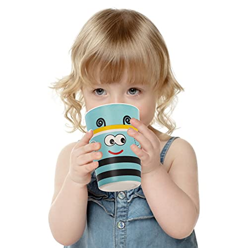 Zeayea 8 Pack Bamboo Kids Cups, 8 Oz Bpa Free Bamboo Drinking Cups For Children, Reusable Cute Cups Cartoon Tableware For Home, School, Parties Or Outdoor Use, Eco Friendly, Dishwasher Safe #TOP5