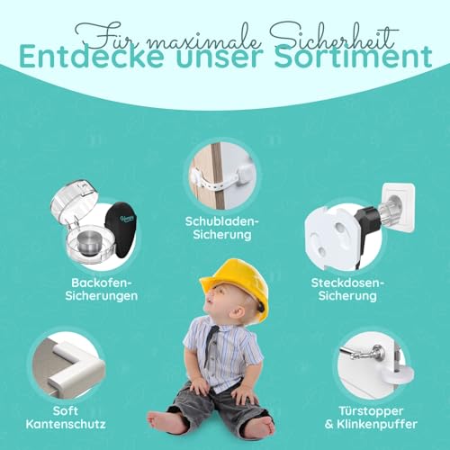 Foto von Backofen Kindersicherung, 2 Stück Herdschutz Kinder für Backofentür, Kindersicherung Herd - Herdschutz für Babys & Kleinkinder, Ofenschutz mit Installation ohne Bohren (2 Stück, Weiß)