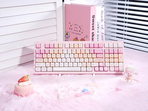 Image of ZORNHER ZH980 Pink Mechanical Keyboard,95% Cat Keyboard Cute,Kawaii Kitty Keycaps,Pink Gaming Keyboard with Number Pad,Jelly Ceramic Keycap,Creamy Sounding Switches
