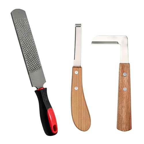 Juego De 3 Herramientas Para Cortar Pezuñas: Herramientas De Herrador, Escofina Para Pezuña De Doble, 2 Cuchillo Para Pezuñas, Diseño Práctico Y Fácil De Usar, Herramienta Para Herrar Caballos Kit