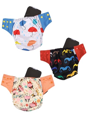 Image of POLKA TOTS Reusable Cloth Diapers for Babies | Adjustable Leak-Proof Cotton Nappies | High Absorbent & Washable Diaper with Leak-Proof Cover & 5-Layer Bamboo Charcoal Insert for Newborns (0-24 Months)