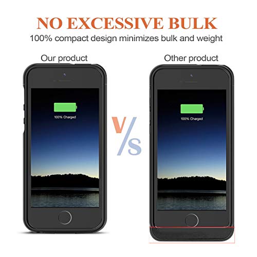 Battery Case For Iphone 5/5S/Se, Full Encircle 4000Mah Ultra-Slim Rechargeable Portable Charging Cover Extended Magnetic Charger Case Protective Backup Power Case With Iphone 5/5S/Se (4.0 Inch)-Black #TOP2