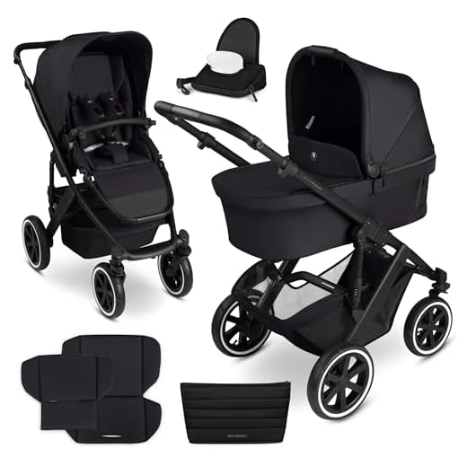 ABC Design Kinderwagen Salsa 5 Air Coal - 2in1 Kombi-Kinderwagen ab Geburt mit Luftreifen, Federung & großer Babywanne