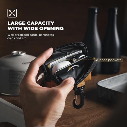 VULKIT Credit Card Wallet RFID Blocking with Plastic Lobster Clasp, Water-resistant Oxford Cloth Card Holder for Men Women, Clip Stash Pouch for Daily Outdoor Travel3