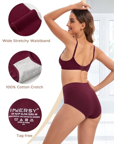 Image of INNERSY Womens Underwear Cotton Briefs Postpartum High Waisted Panties 5 Pack