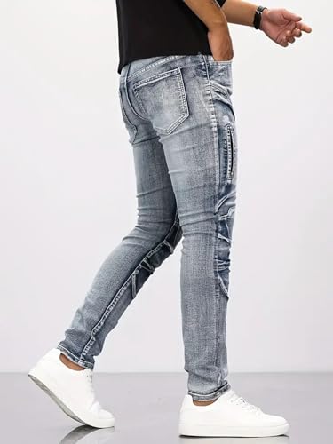 LONGBIDA Men's Motorcycle Jeans - Slim Fit Stretch Streetwear Moto Jeans, Anti-Tear Skinny Designer Pants for Bikers4