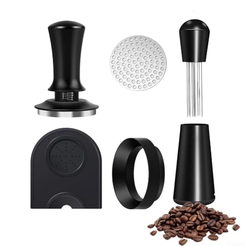 Juego de prensador de espresso de acero inoxidable de 51 mm, con ajuste preciso de escala, kit completo de herramientas de café de 5 piezas para una preparación constante de calidad barista