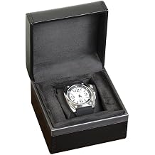 Luxury Single Watch Box, Black PU Leather Display Case with Velvet Interior, Watch Storage Organizer
