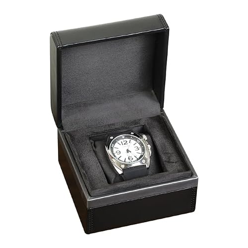 LivlyJewcase Luxury Single Watch Box, Black PU Leather Display Case with Velvet Interior, Watch Storage Organizer