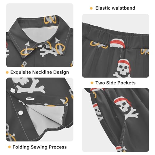 Image of Sunflower Floral Yellow Black Short Sleeve Hawaiian Button Down Shirts and Short Sets for Boys Toddler Summer Outfits