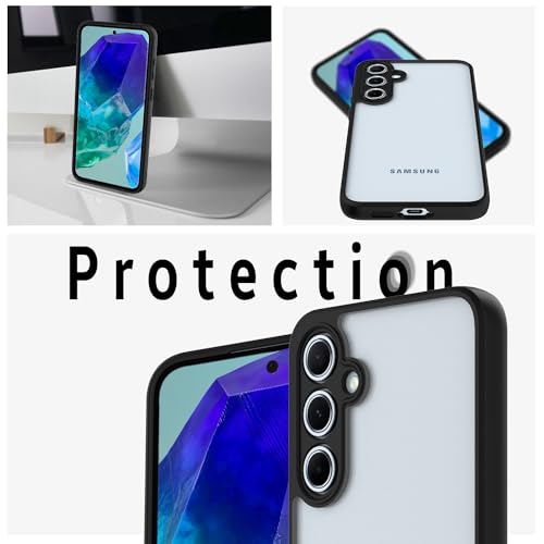 Image of KAPAVER Hybrid Clear Back Cover Case for Galaxy M55 /F55 /M55s | Protective Shockproof Cleare Hard PC Soft Flexible Black TPU Cover