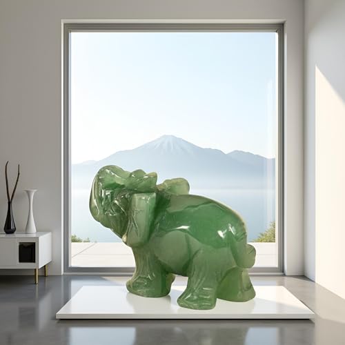 Figura decorativa elefante de piedra jade natural verde miniatura 4