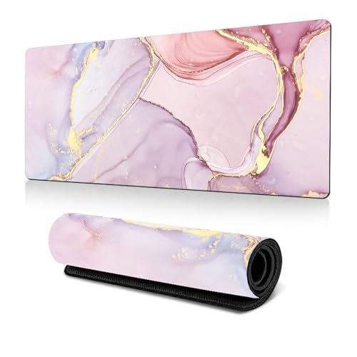GUSXPPD sous-Main Bureau, 80 x 30cm Tapis de Souris Marbre Design Antidérapant sous-Main Protection de Bureau pour Maison/Gaming (Rose, 800L x 300l mm)