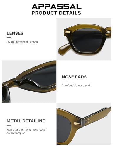 Image of Appassal Small Retro Square Sunglasses for Women Mens Rectangle Sunnies AP3680
