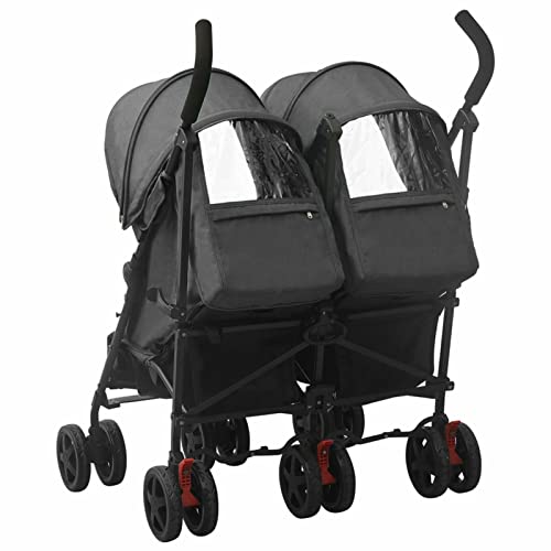 Atlojoys Geschwisterwagen, Kinderwagen, für Babys und Kinder, Anthrazit Stahl