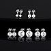 ZQGOFPT 5 Pairs 20 Stainless Steel Ear Stud Piercing Barbell Screw Back Studs Earrings Cubic Zirconia Double Sided Cartilage Earring (5 Pairs Silver (White CZ))