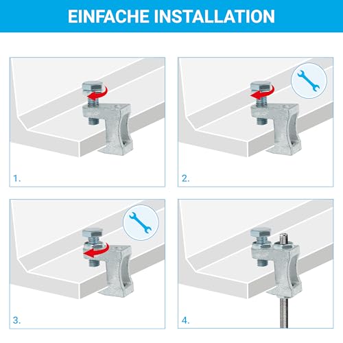 SYSTERM Trägerklammer Halterung aus verzinktem Stahl für Lüftung und andere Systeme. M6 (6mm), M8 (8mm), M10 (10mm). Set von 10 Stück. (Schraubengröße M8-8mm)