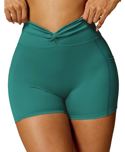 Yofit Damen V-Twist Fitness-Shorts Türkis
