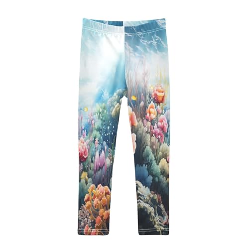 Bolaz Toddler Girls Leggings Printed Yoga Pants Leggings Blue Sky Colorful Flower for Kids