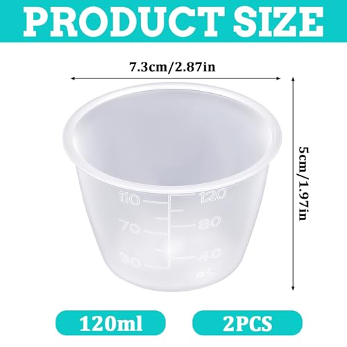 2 Piezas Vasos Medidores Plásticos Transparentes 120 ml miniatura 2