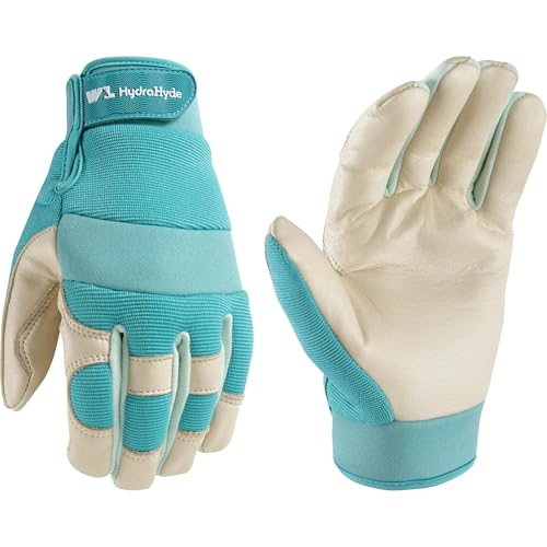 Wells Lamont Womens Hybrid Work/Gardening Gloves | Water-Resistant HydraHyde Leather | Medium (3204M)