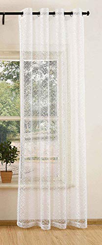 Voilage Filet Rideau Oeillets Uni Transparent Filet Rideau décoratif Structure, 20352, Polyester,...