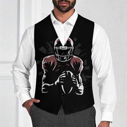 American Football Player Men's Suit Vest Slim Fit V-Ncek Waistcoat Business Casual Vest2