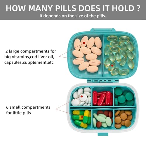 Image of Travel Pill Container Medicine Organizer Daily Purse Pill Case Cute Pill Vitamin Box Small Pocket Pill Holder Mini Pill Organizer for Supplement(Blue)