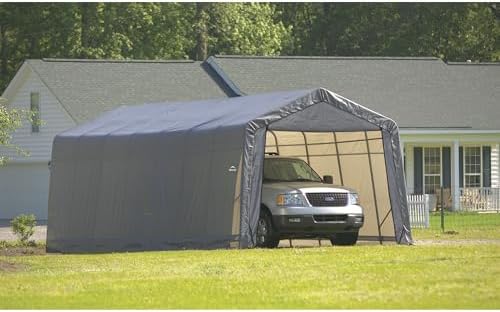 ShelterLogic ShelterCoat Peak Style Garage, Grey, 13 x 28 x 10 ft. - 1