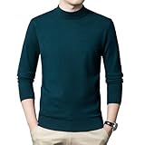 [ゲイショウ] ニットセーター モックネック メンズ 長袖 ビジネス 中厚手 男子 スクールセーター 無地 ユニセック 春秋冬 ハイネック [ ピーコックグリーン、2 L ]