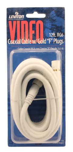 Leviton C6851-1GE RG6 Coax Cable, Gold Plated, 12-Feet, Black