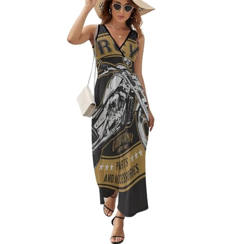 Robe maxi sans manches d'été au col V plongeant et tissu léger pour un look de plage