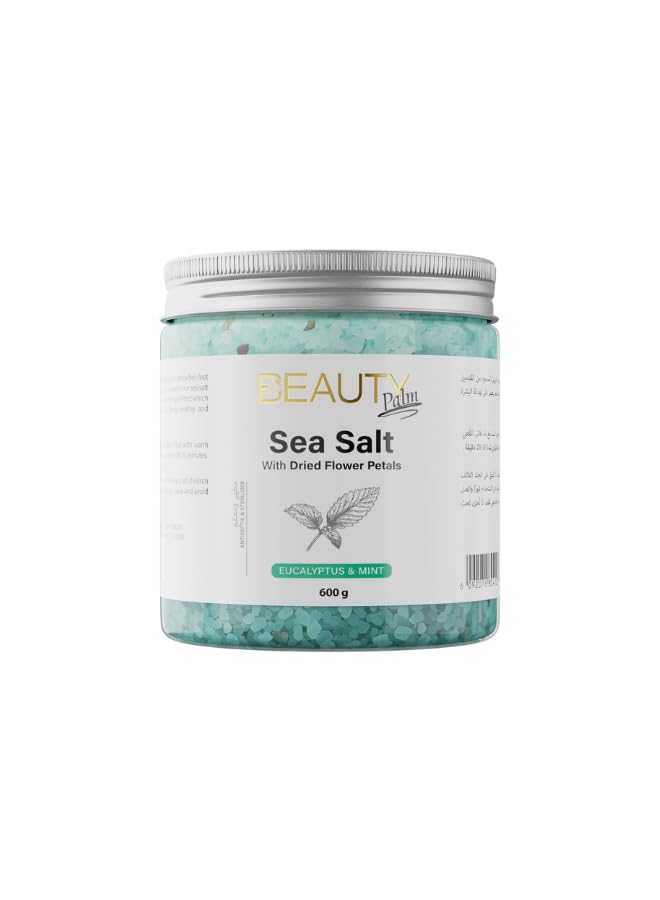 Beauty Palm Sea Salt 600grams Skin Exfoliating Moisturizing Body Salt Softens the Hard Skin Kills Free Radicals (Eucalyptus)