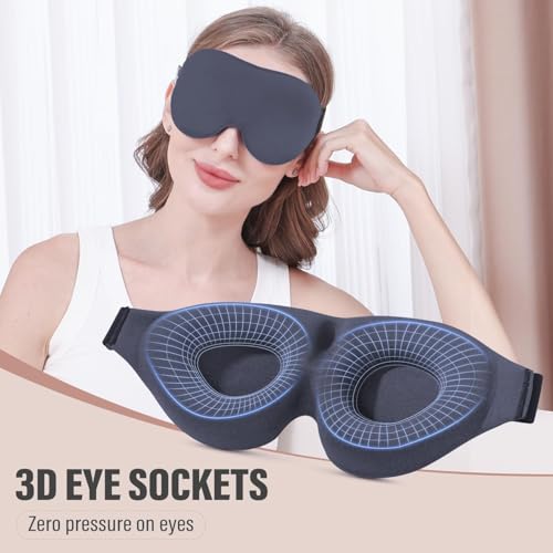 Image of Cooling Sleeping Eye Mask with Adjustable Strap, Soft Fabric, Night Blindfold for Comfort and Travel